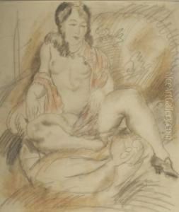Female Nude On A Sofa by Emil Ganso