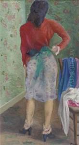The Artist's Wife In An Interior by Emil Ganso
