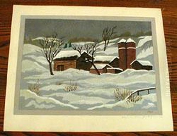 Farm Houses In The Snow - view 1