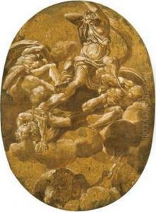 Juno Unloosing The Winds, With Neptune And A Vessel Below
With Inscription 'garbiari Ecole De Bologne' On The Mount
Black Chalk by Lorenzo Garbieri Il Nepote