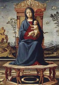 Virgin and Child Enthroned c. 1495 by Lorenzo Costa