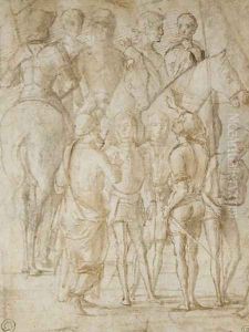 Group of Horsemen and Men Standing by Lorenzo Costa