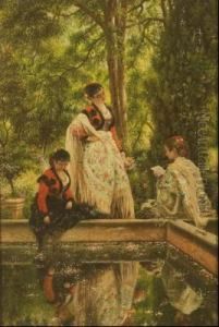 Andaluzas En El Estanque by Jose Garcia Ramos