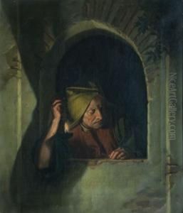 Mujer En La Ventana Con Candil by Manuel Garcia y Rodriguez