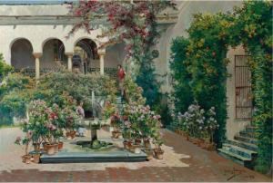 A Courtyard In Seville by Manuel Garcia y Rodriguez