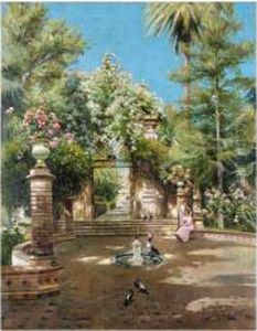 Mujeres En Un Patio (ladies Sitting In A Courtyard)