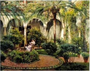 Un Patio Sevillano (a Sevillian Courtyard) by Manuel Garcia y Rodriguez