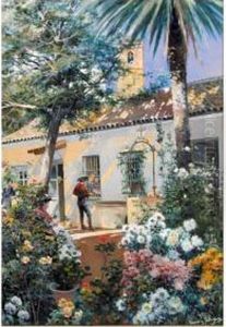 Un Jardin En Primavera (a Garden In Spring) by Manuel Garcia y Rodriguez