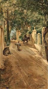 A Shaded Village Road by Manuel Garcia y Rodriguez