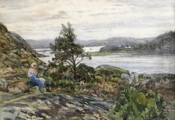 Skargardsutsikt Med Flicka Och Far - view 1