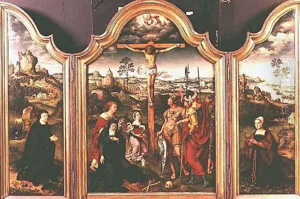 Triptych: Crucifixion flanked by kneeling Donors - view 1
