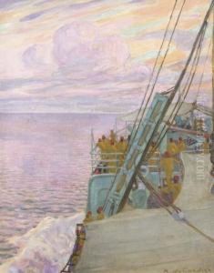 A L'heure Du Soleil Couchant by Du Raoul Gardier