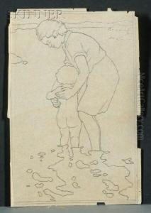 Child Wading With Mother Child Wading With Mother