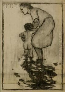 Child Wading With Mother Child Wading With Mother