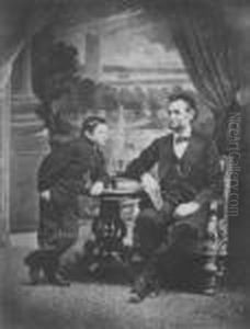 President Lincoln And His Son Thaddeus by Alexander Gardner