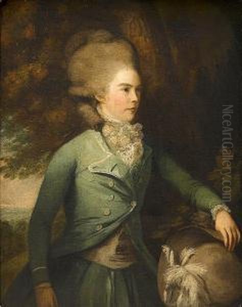 Portrait Of A Lady, Said To Be 
The Duchess Of Bedford, Standing Three-quarter-length, In A Green Coat 
And Skirt With A White Lace Chemise, Holding A Hat - view 1