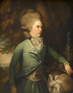 Portrait Of A Lady, Said To Be 
The Duchess Of Bedford, Standing Three-quarter-length, In A Green Coat 
And Skirt With A White Lace Chemise, Holding A Hat