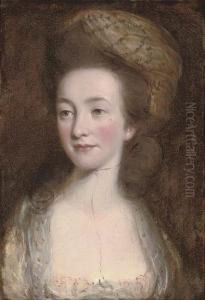 Portrait Of Elizabeth Elstone, Bust-length, In A Yellow Dress And Turban