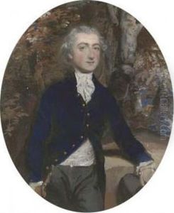 Portrait Of Mr Bradley, Three-quarter Length, In A Blue Frock Coat And Grey Trousers by Daniel Gardner