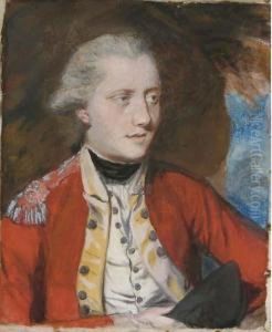 Portrait Of A British Infantry Soldier, Seated In A Landscape by Daniel Gardner