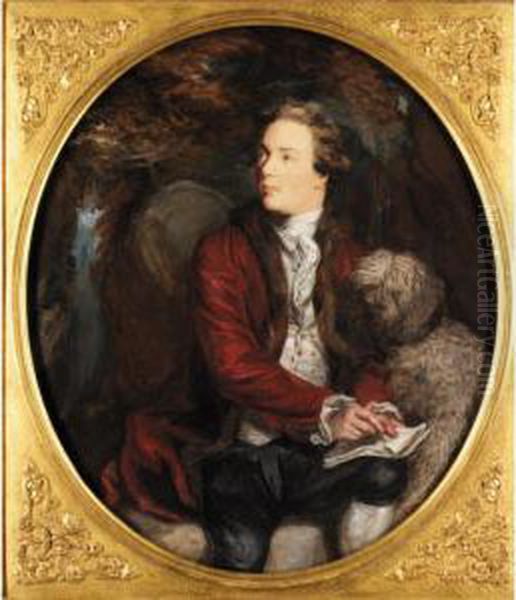 A Young Man Seated By A Waterfall - view 1
