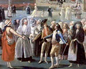 The Ascent of a Hot-Air Balloon in Madrid, detail of the crowd