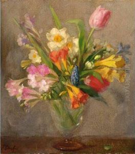 A Flower Still Life With Tulips And Daffodils by Salomon Garf