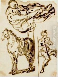 Studi Di Figure A Cavallo by Domenico Gargiulo