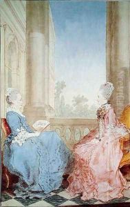 The Princess of Hesse-Darmstadt (d.1818) and one of her nine children, Charlotte-Wilhelmine (1755-1785) 1769 by Louis Carrogis Carmontelle