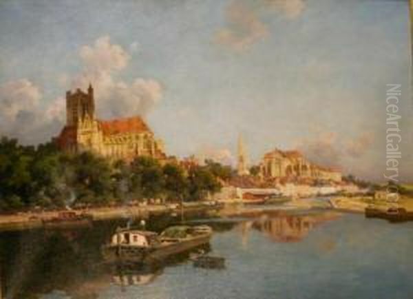 Port With View Of The Cathedral Of Auxerre - view 1