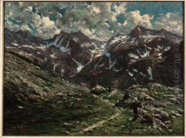 Paesaggio Alpino Con Escursionisti E Fotografo - view 1