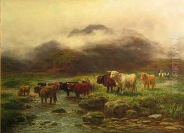 Highland Cattle At A Stream - view 1