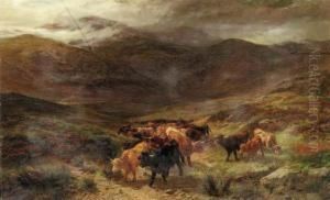 Highland Cattle On The Move
Oil On Canvas Laid Down On Masonite by Henry Garland