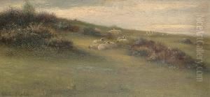 Sheep Resting On A Hillside; Hunting Scene by Valentine Thomas Garland