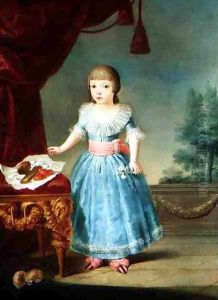 Girl in a Blue Dress by a Table of Sweetmeats by Louis Carrogis Carmontelle