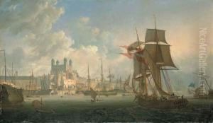 Vue De La Tour De Londres Depuis La Tamise by Ambroise-Louis Garneray
