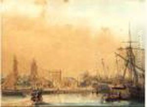 Vue De La Porte Royale Dans Le Port Du Havre by Ambroise-Louis Garneray