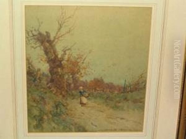Autumnal Scene With Woman On A Path - view 1