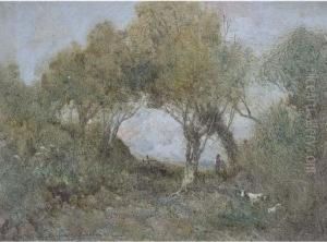 A Goatherder In A Wooded Landscape