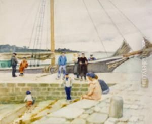 Breton Harbour Scene by Norman Garstin