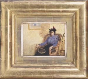 Portrait Sketch Of Isabella Grey In The Drawing Room by Thomas Bowman Garvie