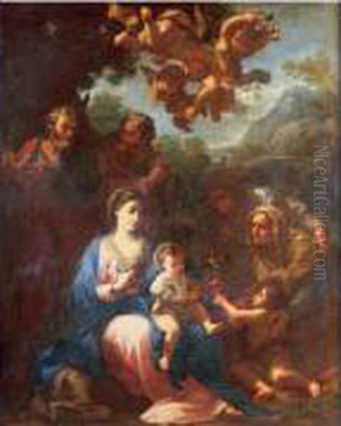 Sainte Famille Entouree De 
Sainte Elisabeth, Saint Jean Baptiste, Sainte Anne Et Saint Joachim - view 1