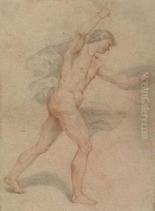 A Male Nude, Striding To The Right, Holding A Sword And A Shield