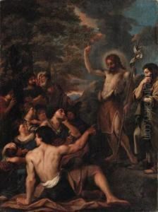 Saint John The Baptist Preaching To The Multitude by Luigi Garzi