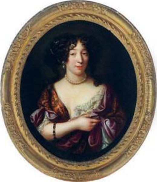 Portrait Of Louise De
Kerouaille, Duchess Of Portsmouth(1649-1734), Bust-length, In A Painted
Oval - view 1