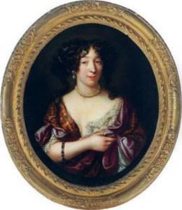 Portrait Of Louise De 
Kerouaille, Duchess Of Portsmouth(1649-1734), Bust-length, In A Painted 
Oval