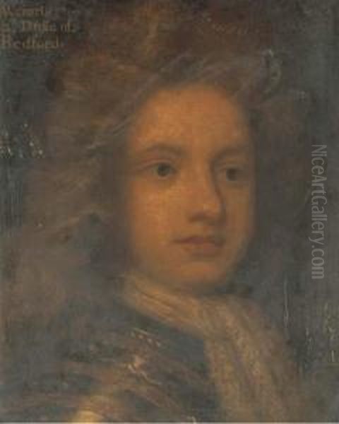 Portrait Of Wriothesley Russell
(1680-1711), 2nd Duke Of Bedford,head-and-shoulders, In Armour With A
Lace Cravat - view 1