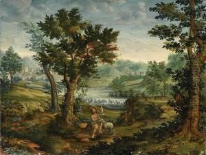 Flusslandschaft Mit Johannes Dem Taufer