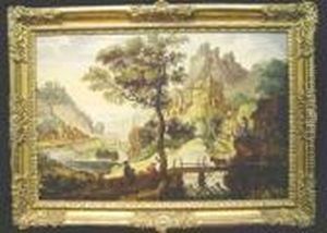 Fantastic Landscape With Castles And Figures by Lucas van Valckenborch
