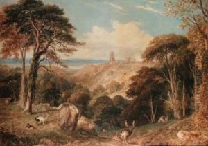 Cook's Folly, Near Bristol, With Deer In The Foreground